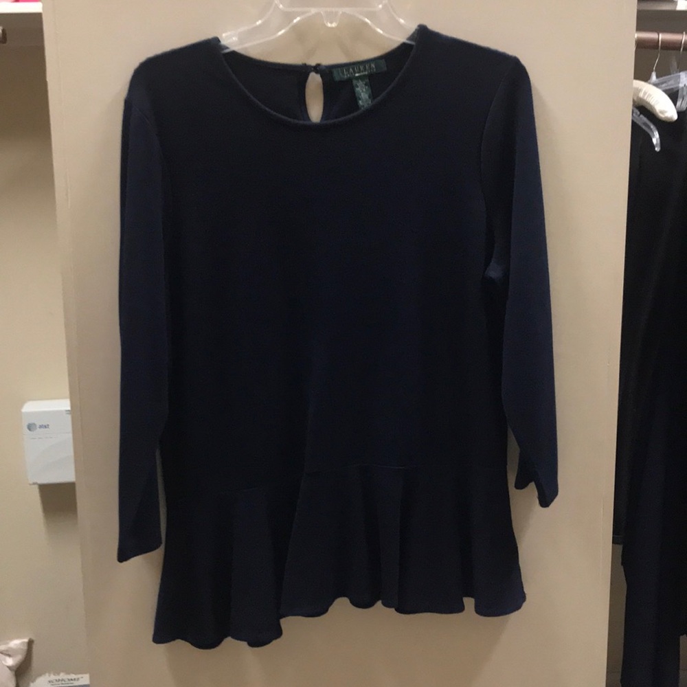 Navy blue peplum blouse